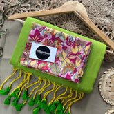 Perrot Handloom Khadi Cotton Saree With Designer Print Blouse